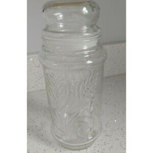 Vintage 1980’s Planters Mr Peanut Clear Glass Jar Canister Container Wheat